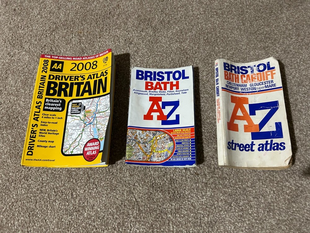 AA DRIVERS ATLAS BRITAIN / BRISTOL BATH A-Z & BRISTOL CARDIFF A-Z STREET MAPS