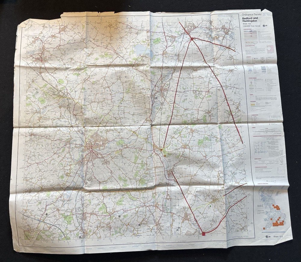 Ordnance Survey / MOD GSGS 1:50,000 Map – Bedford & Huntingdon – Sheet 153