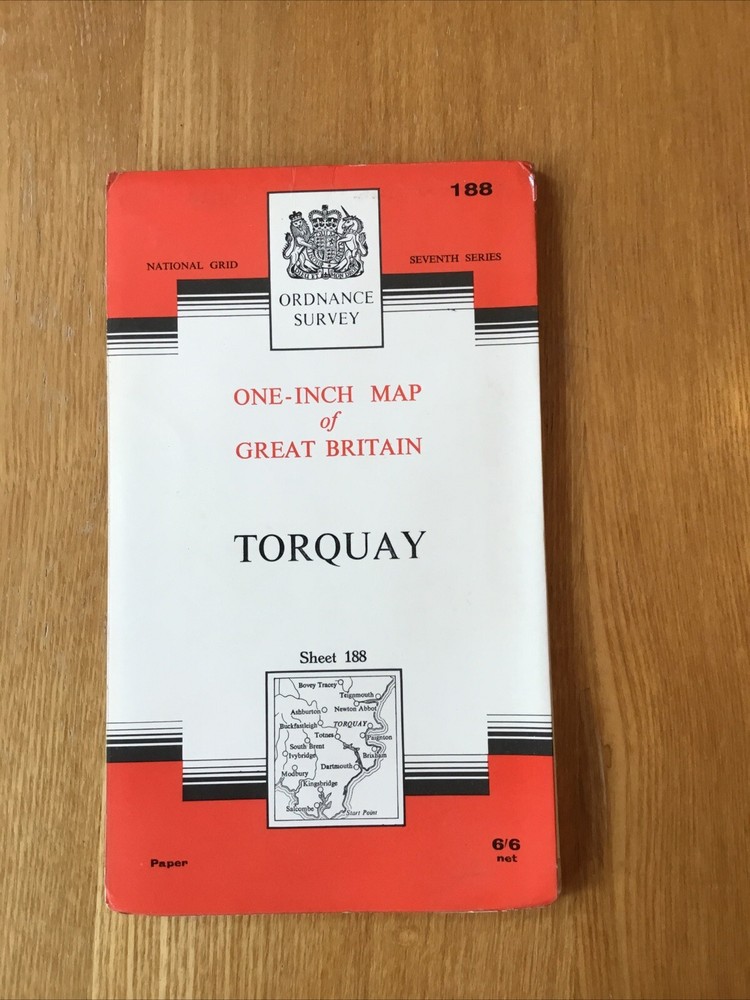 1968 Ordnance Survey One Inch Seventh Series Map 188 Torquay (incl Brixham )