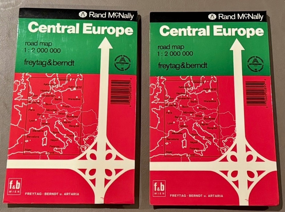 1990’s Vintage Rand McNally Central Europe Road Map Freytag and Berndt Wien