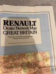 1982 Renault Dealer Large Road Map of Great Britain / Poster