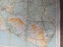 1922 Ordnance Survey Tourist cloth Map Brighton South Downs 1 in per mile
