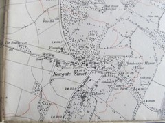VINTAGE OS MAP OF NEWGATE STREET AREA HERTFORDSHIRE 1925 SIX INCHES TO ONE MILE