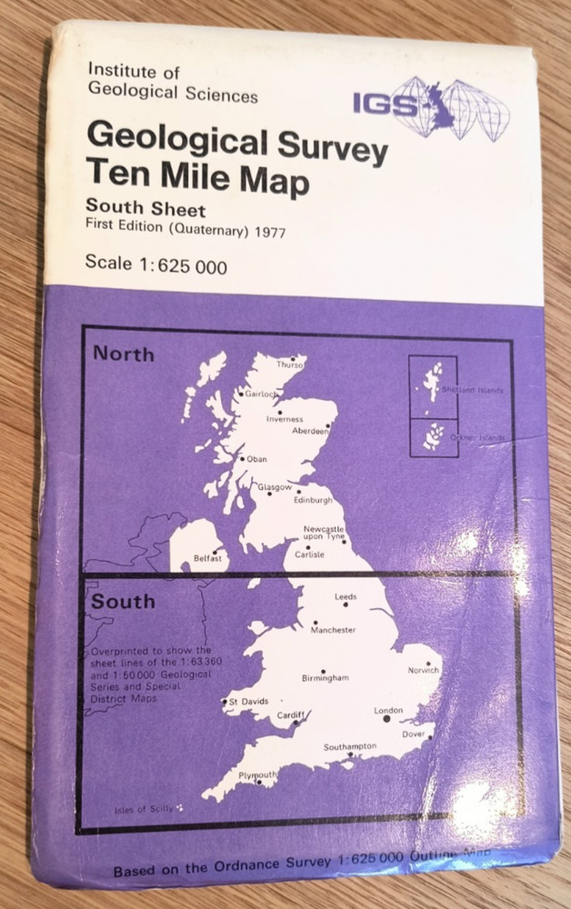 2 Geological Survey 10 mile Maps UK South Sheet Quaternary 1977 & Solid 1979