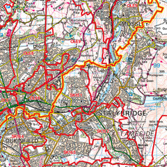 (G98) Map of Oldham OL Postcode Sectors, Poster of Oldham Postcodes
