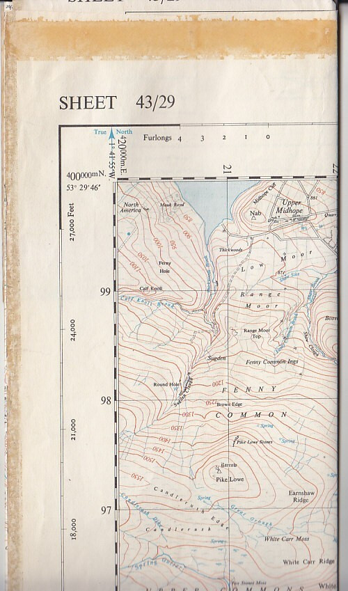 Ordnance Survey (OS) 1:25,000 First Series Map Sheet 43/29 (SK 29) Stocksbridge