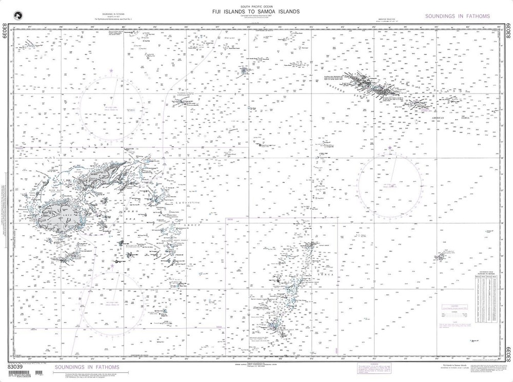 Fiji Islands to Samoa Islands (OMEGA) | Waterproof NGA Chart 83039