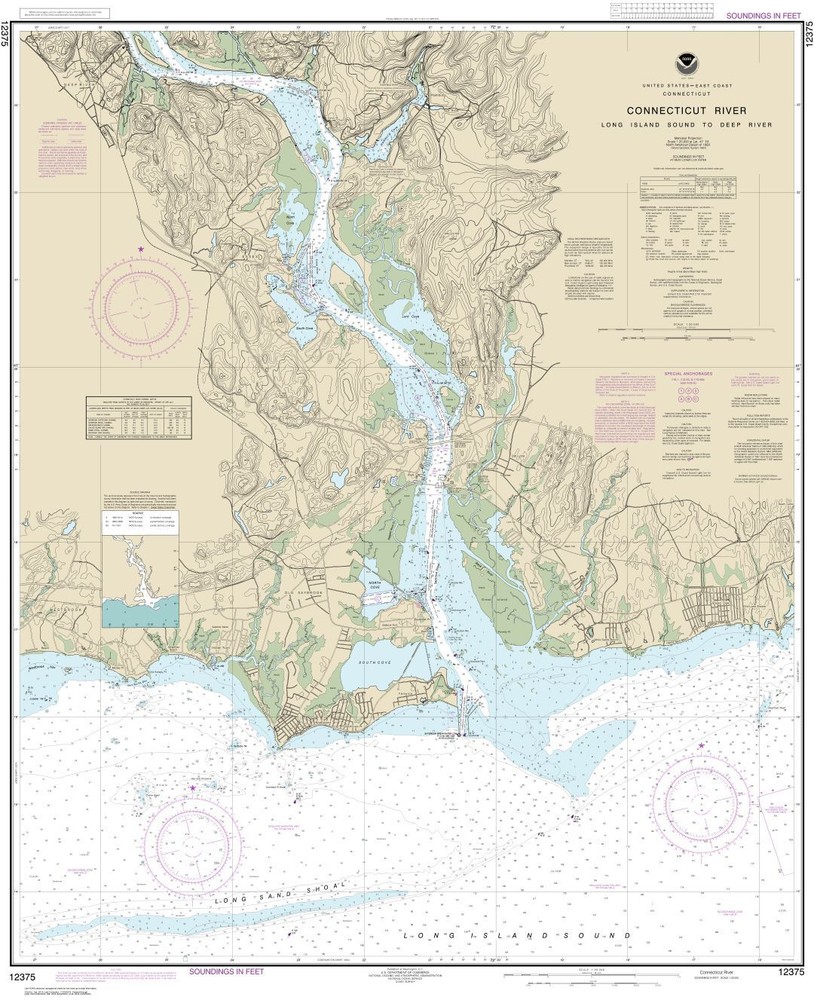 Connecticut River Long lsland Sound to Deep River | Waterproof NOAA Chart 12375