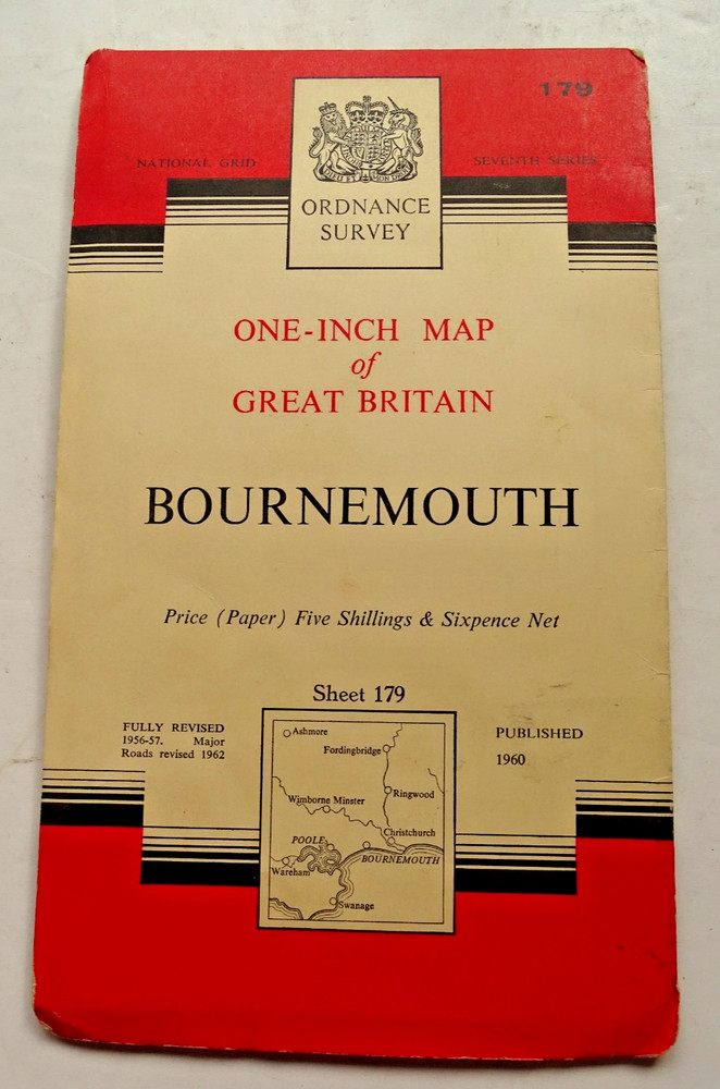 Ordnance Survey – Seventh Series Map – Bournemouth – 1962 – sheet 179