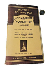 Map District Touring Lancashire and Yorkshire Peak and Lake District Vintage ra