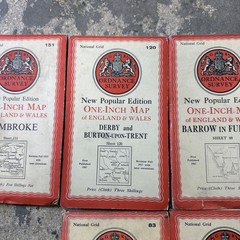Job Lot Of 9 Vintage OS Maps One Inch maps, immediate despach