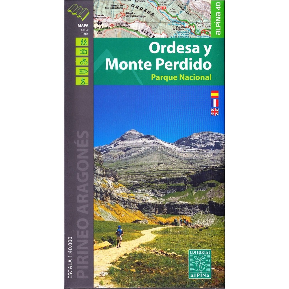 Spain Pyrenees Ordesa & Monte Perdido Parque Nacional Hiking Map GR11 with info