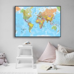 Map of the World Educational Map Poster Print Wall Mural Decor 2X3FT 1.5X 2.4FT