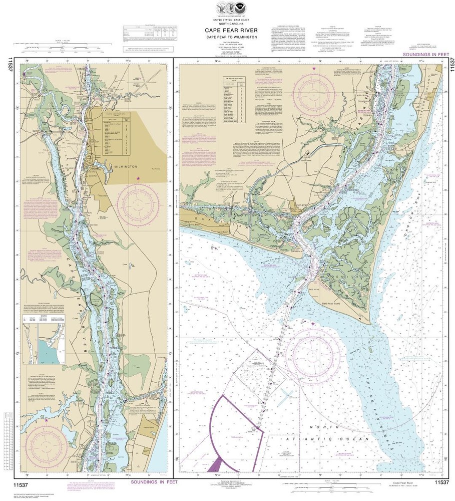 Cape Fear River Cape Fear to Wilmington | Waterproof NOAA Chart 11537