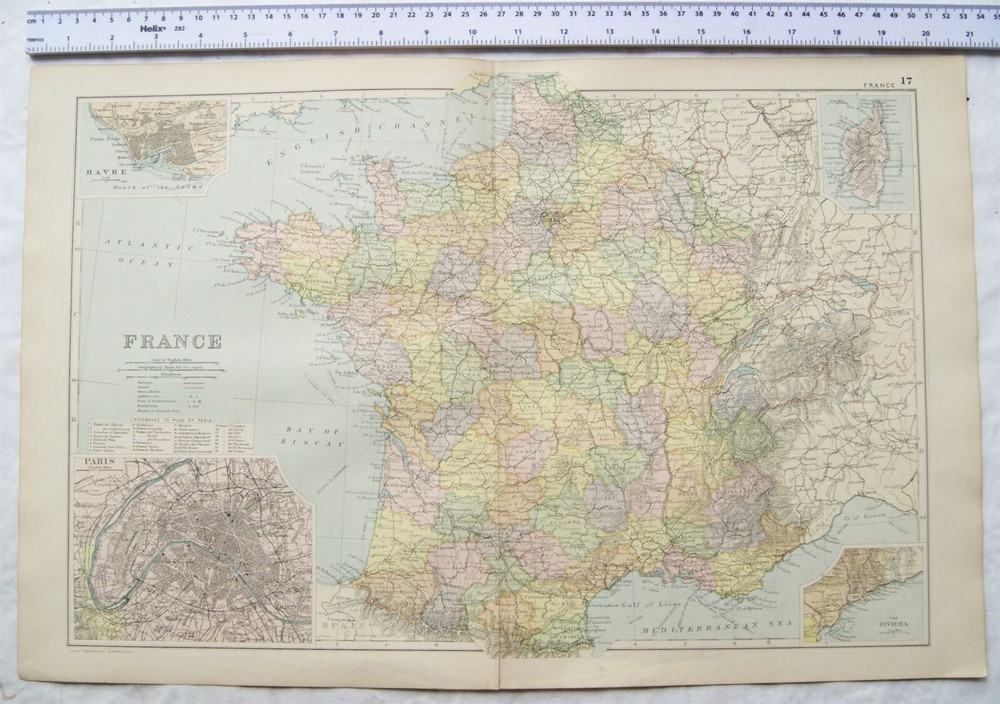 Vintage: Bacons engraved map Sheet 17 France
