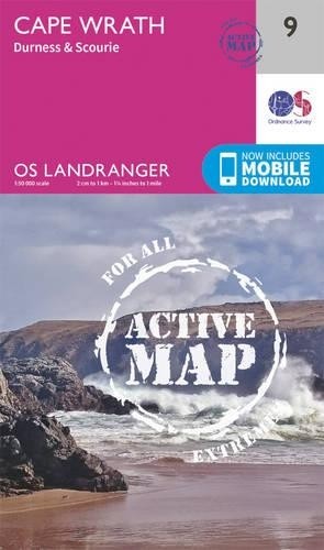 Cape Wrath, Durness & Scourie (Map) OS Landranger Active Map