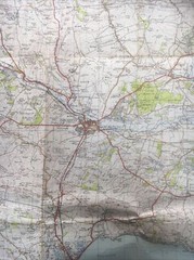 Vintage 1945 cloth backed ordnance survey map of Dorchester