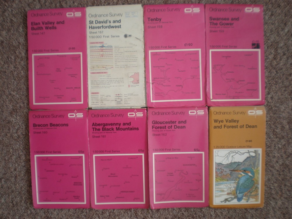 MID, WEST & SOUTH WALES   LANDRANGER OS ORDNANCE SURVEY MAPS JOB LOT BUNDLE SET