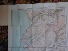 OLD 1922 OS cloth MAP BARMOUTH ABERYSTWYTH ABERDOVEY MACHYNLLECH TOWYN DOLGELLAU