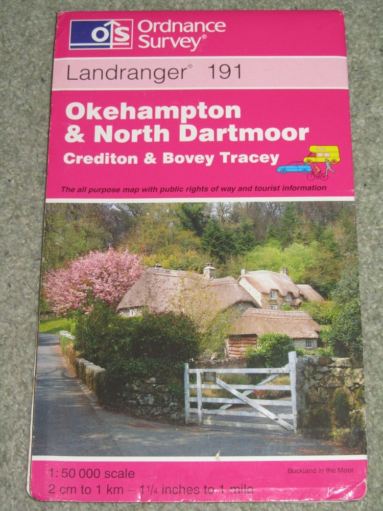 OS Ordnance Survey Landranger Map Sheet 191 Okehampton & North Dartmoor – 2000