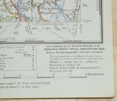 Ordnance Survey One-Inch Map 159 THE CHILTERNS New Popular 6th Edition 1945
