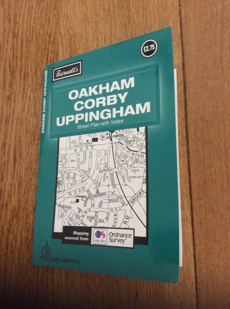 OAKHAM CORBY UPPINGHAM fold out street map Black/White
