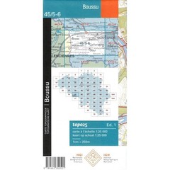 Belgium Boussu IGN Topo map 45/5-6, hiking, walking, WW1, Audregnies