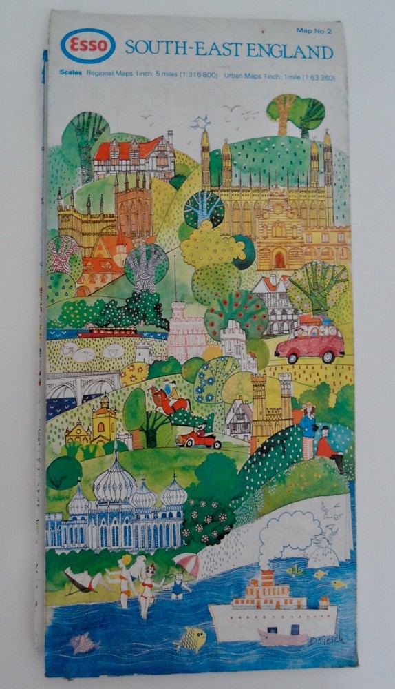 Vintage Esso Roadmap No.2 South – East England and Wales 1980 – EX – + CITY MAPS