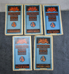 5 Vintage Bartholomews Half Inch Contoured Maps Shropshire, N Wales, Wye, Severn