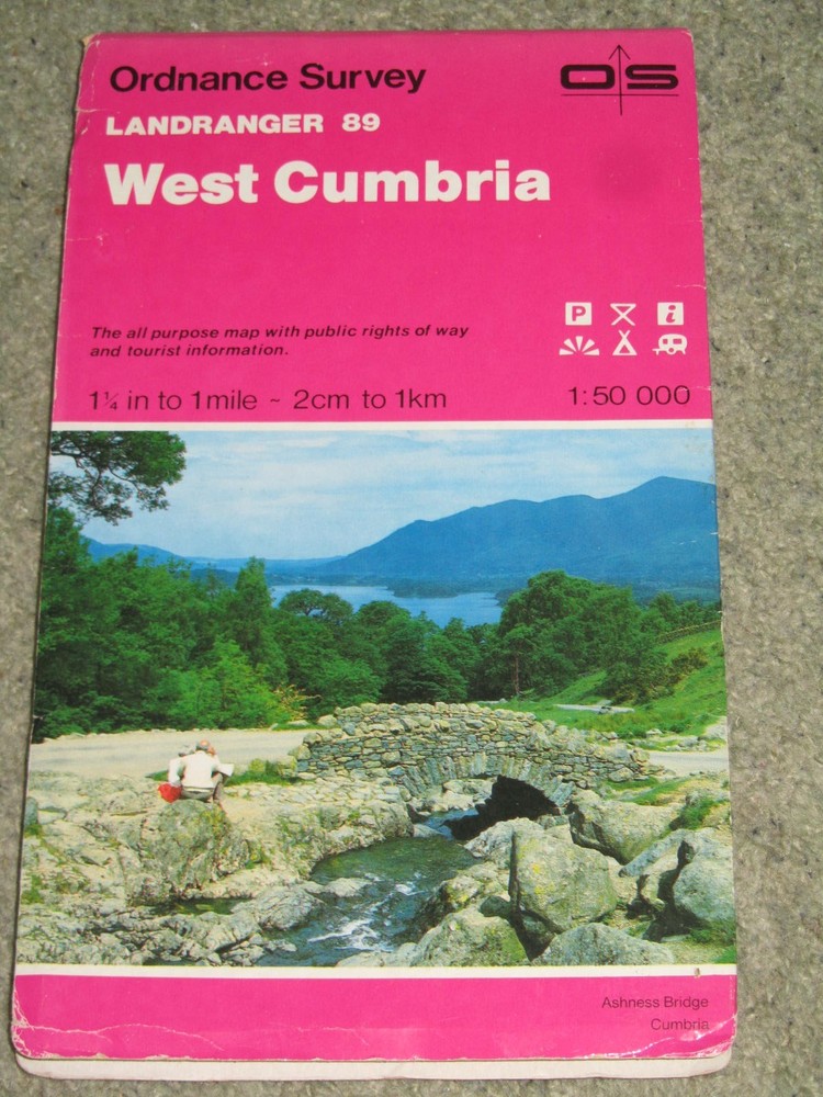 OS Ordnance Survey Landranger Map Sheet 89 West Cumbria – 1991