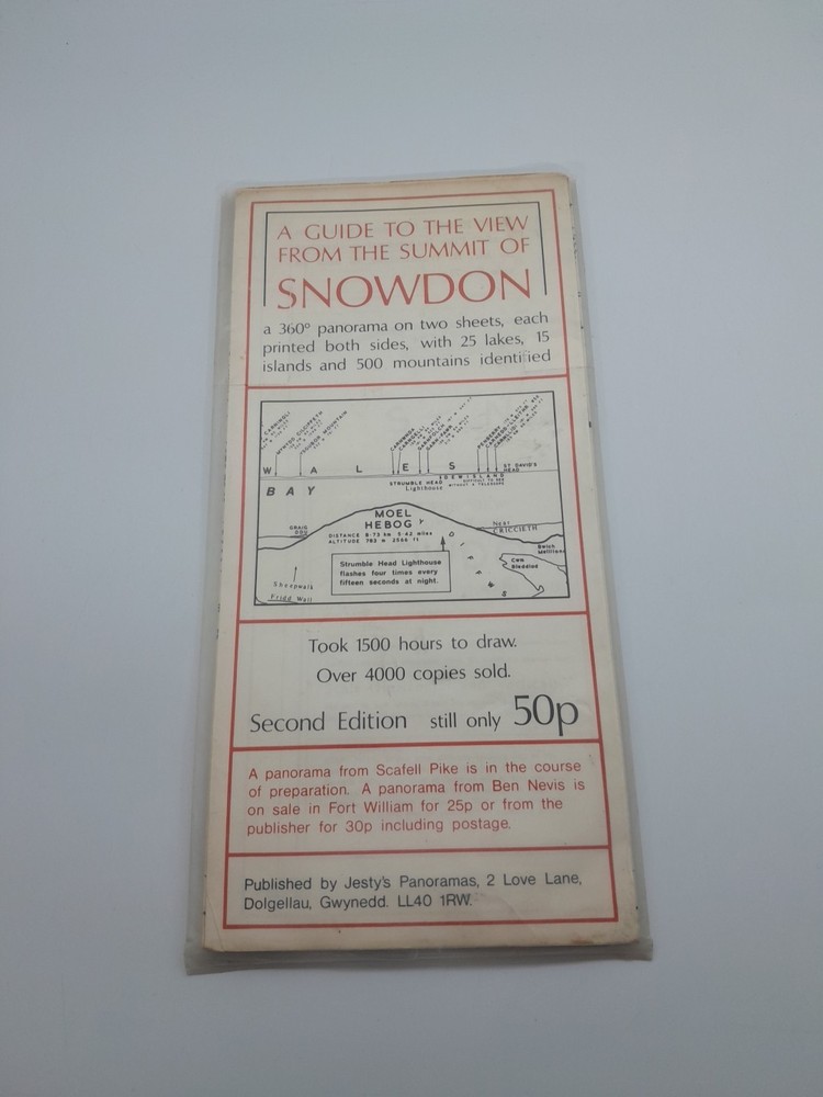 Rare Vintage Snowdon 1975 Panorama Map by Chris Jesty 2nd Edition