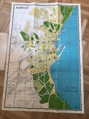 Kort over AARHUS, vintage streetplan.