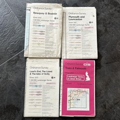O S Power line and Obstruction overprint Cornwall 200, 201, 203, 204 1981-84