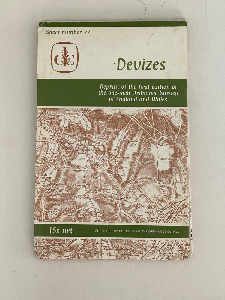 David & Charles, OS Map, 1st Edition one Inch Reprint, Devizes No 77
