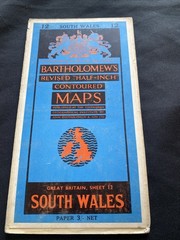 South Wales Bartholomew Revised Half Inch contoured Paper Map #12 (1274)