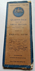Ordnance Survey Map – Quarter Inch Map – Sheet 11 England, South, Linen, 1945