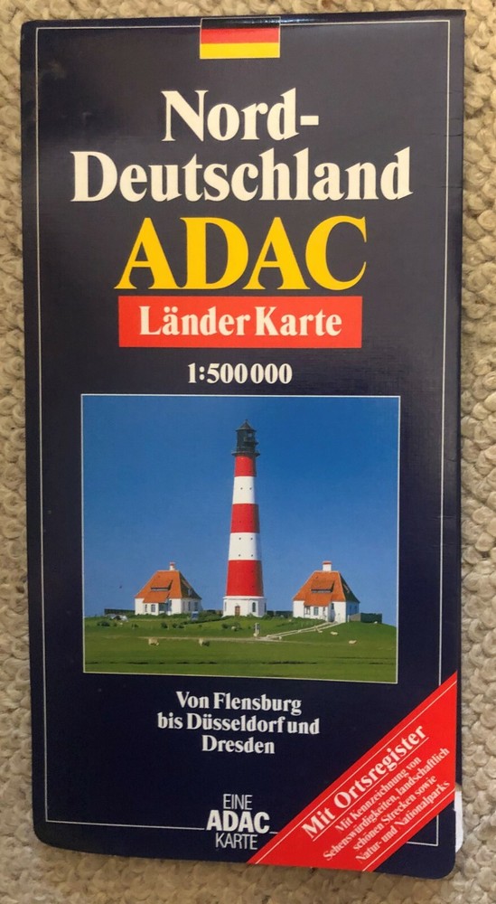 German Map- ADAC Karte, Norddeutschland from Flensburg to Dusseldorf and Dresden
