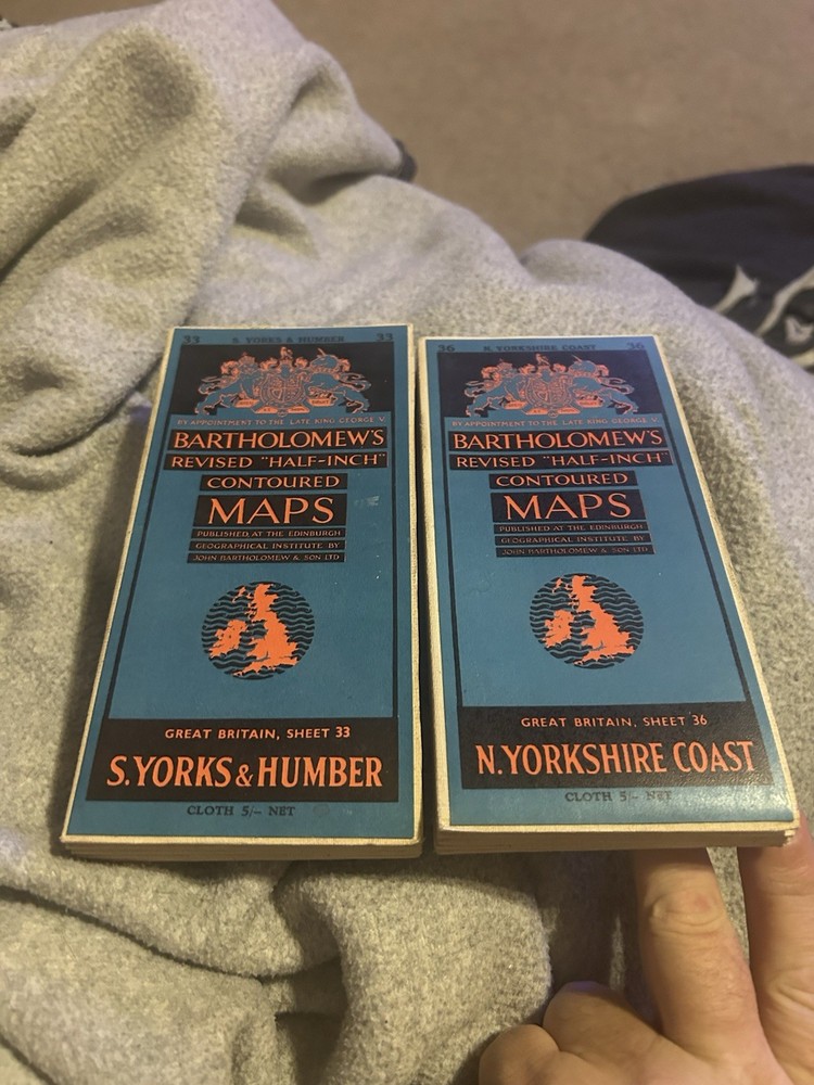 Vintage Bartholomew’s Half Inch Paper Map N. Yorkshire/S.York&Humber 33,36