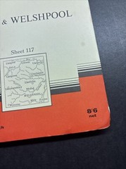 Vintage Ordnance Survey One Inch Map Cloth Mounted Bala & Welshpool 7th Series