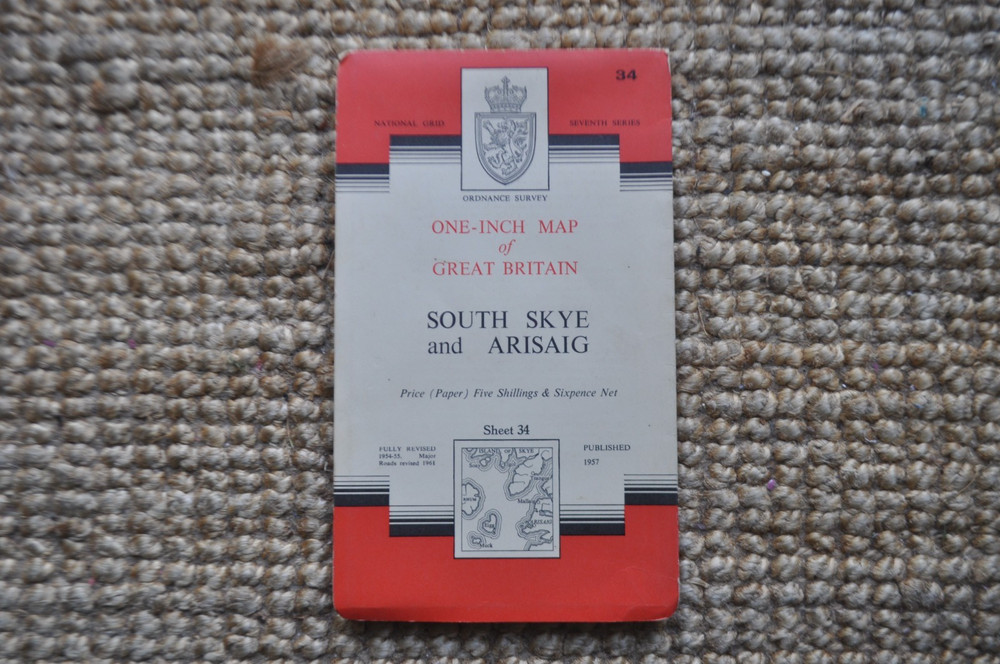 OS 7th series One Inch Map Sheet 34 South Skye and Arisaig, 1957