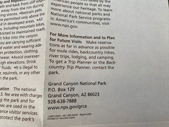 Grand Canyon Map Arizona National Park Service 2001