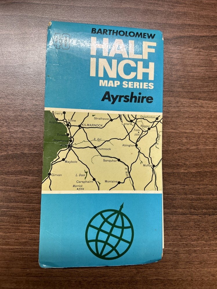 AYRSHIRE Bartholomew Half Inch Map 1972 Sheet 40 Kilmarnock Moffat