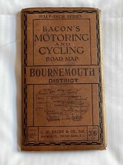Vintage Bacons Motoring & Cycling Map, of Bournemouth District, 1920’s approx