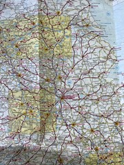 Throughroutes to and from Leicester – 1985 – Coloured Tourist Road Map – The AA