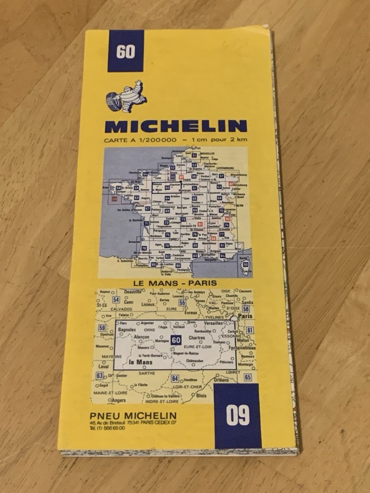 Michelin Map 60 Le Mans Paris No.9 Vintage France Road Map