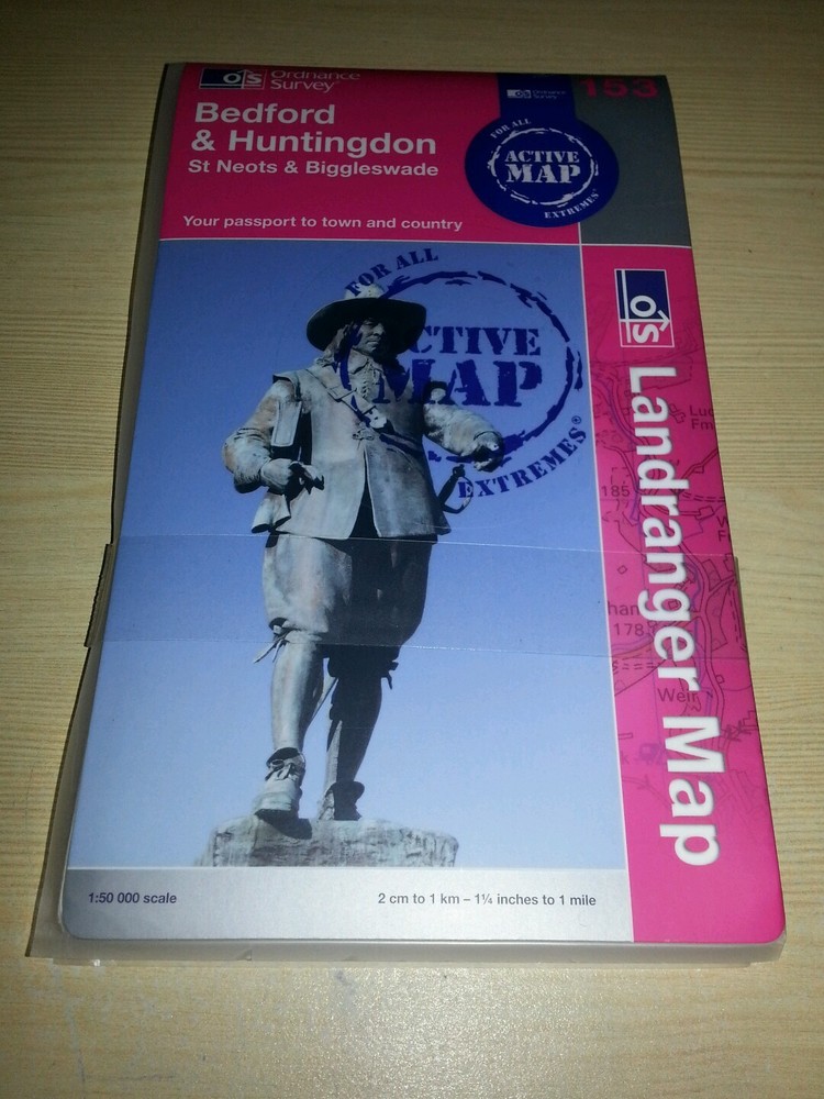 Ordnance Survey Landranger Laminated Maps X5 Bedford & Huntingdon St Neots 153
