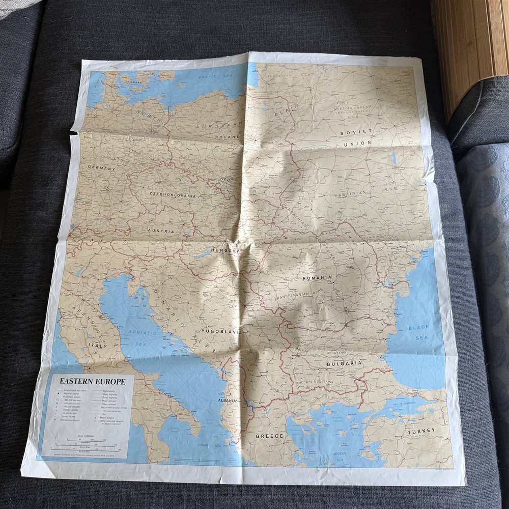 Vintage Map Eastern Europe Transportation 1991 Folded