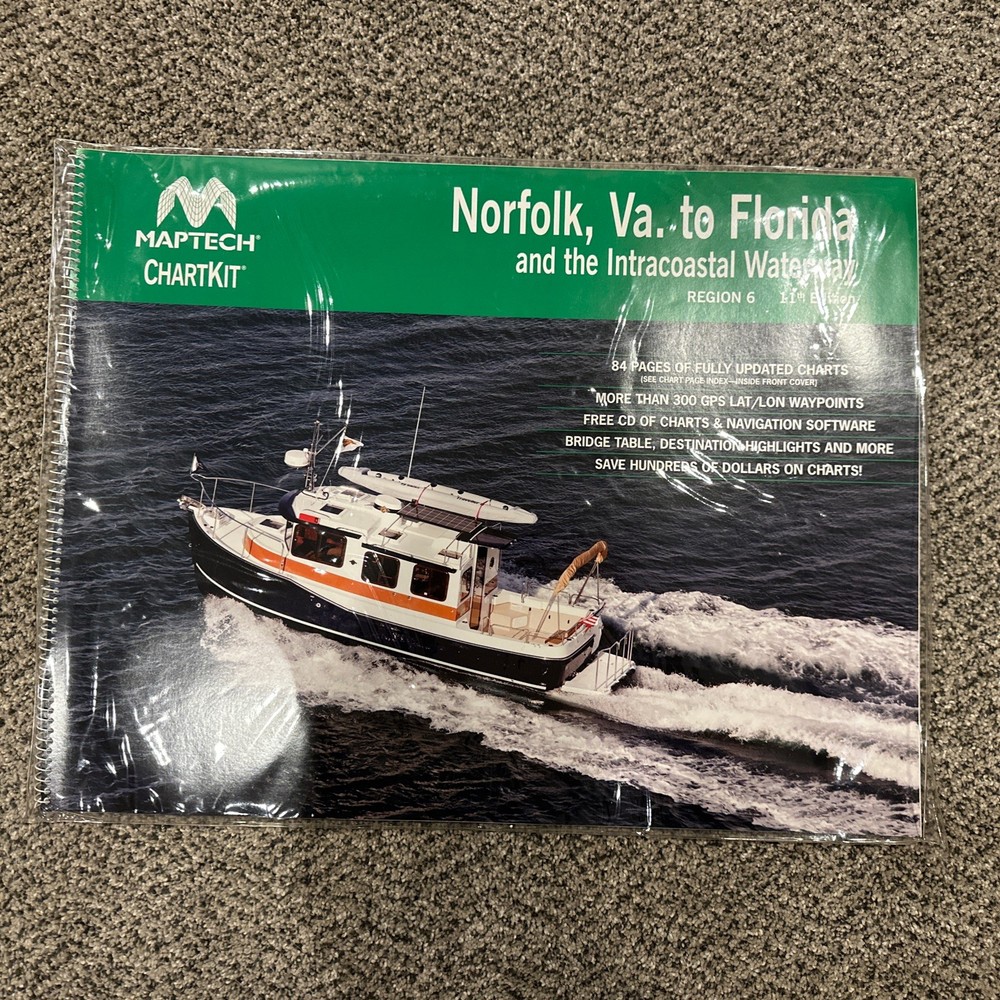 Maptech ChartKit Nautical Charts Maps Book Norfolk VA to Florida 10th Edition