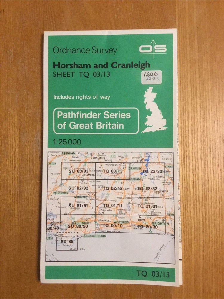 1983 Ordnance Survey Pathfinder Map TQ 03/13 Horsham And Cranleigh