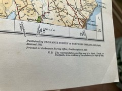 VINTAGE 1939 LINEN BACKED ORDNANCE SURVEY NORTHERN IRELAND MAP MID ANTRIM